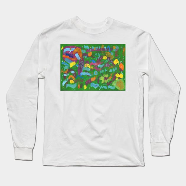 Wild Flowers In An English Meadow. Long Sleeve T-Shirt by Colzo Art